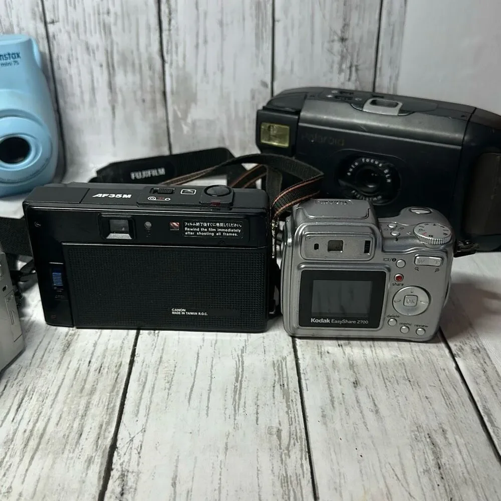 Vintage Cameras set of 6‎ for PARTS Fujifilm Kodak Canon HP and Polaroid